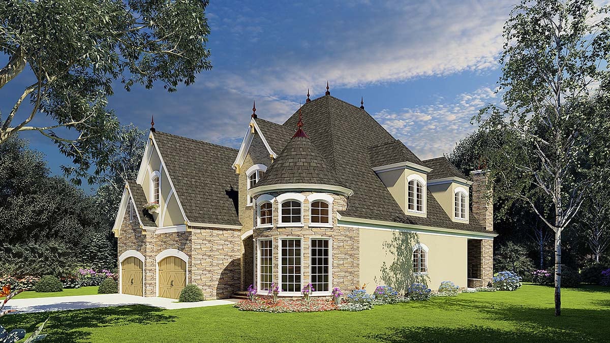 European, French Country, Tudor, Victorian Plan with 2889 Sq. Ft., 4 Bedrooms, 3 Bathrooms, 2 Car Garage Picture 2
