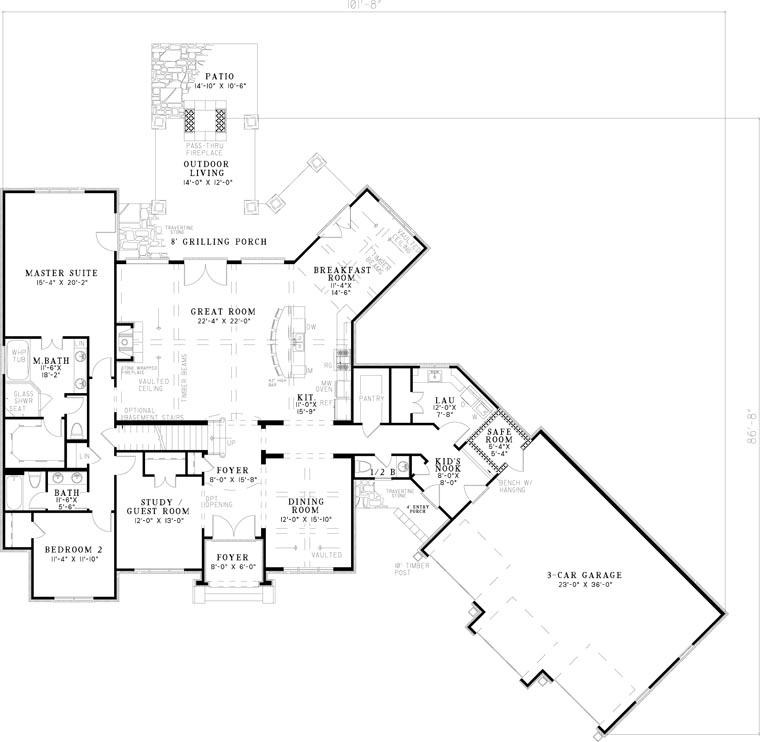 Craftsman European French Country Level One of Plan 82164