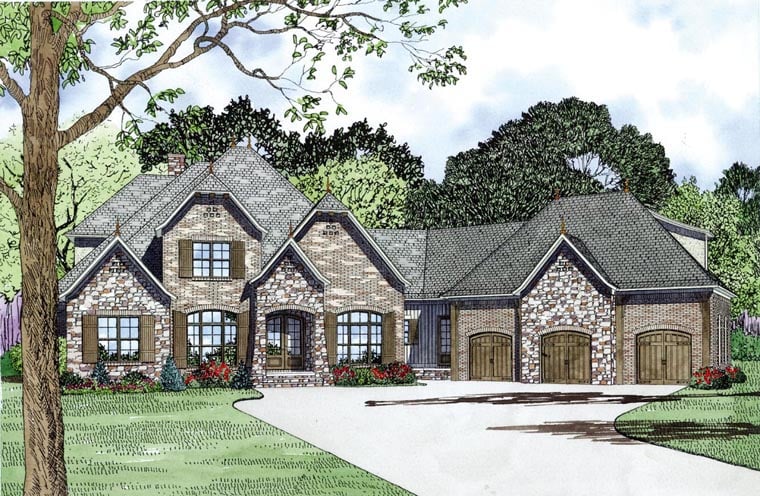 French Country Style House Plan 82164 With 4 Bed 4 Bath 3 Car Garage