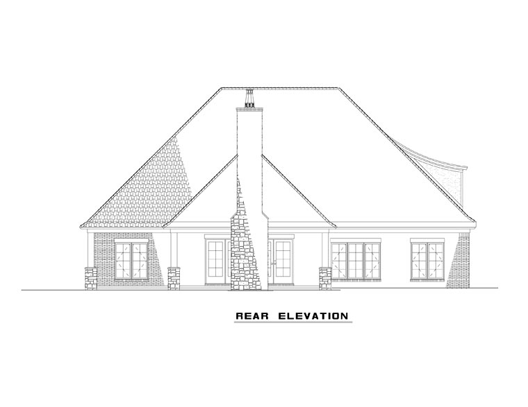 Craftsman European French Country Rear Elevation of Plan 82165