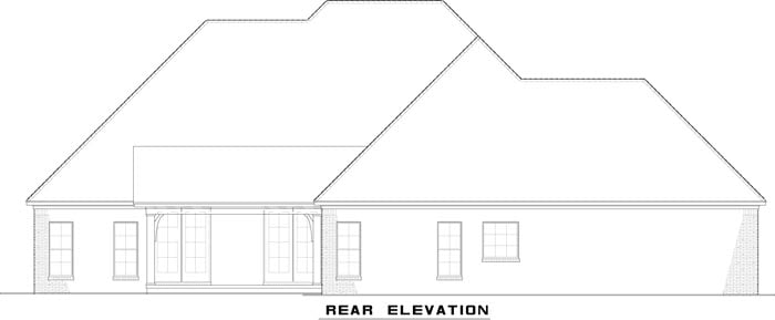 Traditional Rear Elevation of Plan 82179