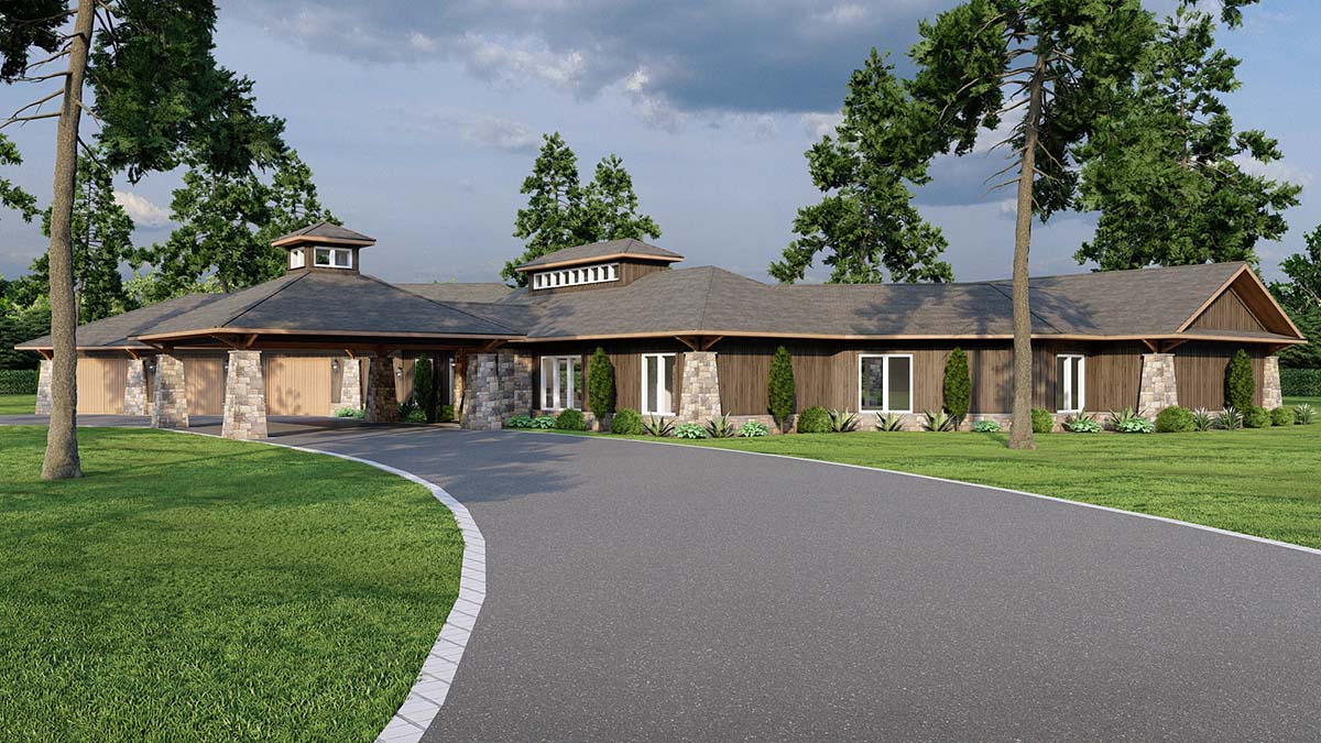 Plan with 4183 Sq. Ft., 3 Bedrooms, 4 Bathrooms, 3 Car Garage Picture 2