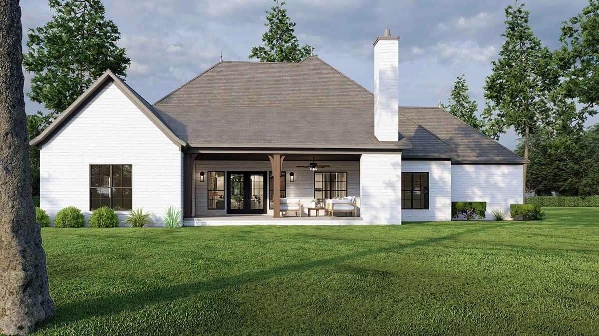 Plan with 2545 Sq. Ft., 4 Bedrooms, 3 Bathrooms, 3 Car Garage Rear Elevation