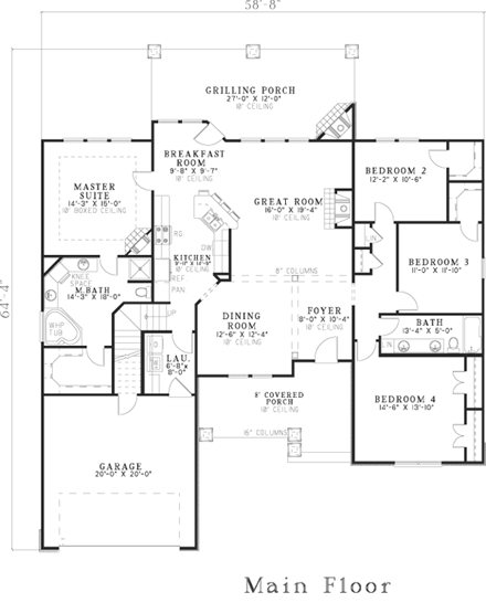 House Plan 82187 First Level Plan