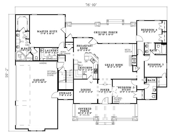 Country Craftsman Tudor Level One of Plan 82217