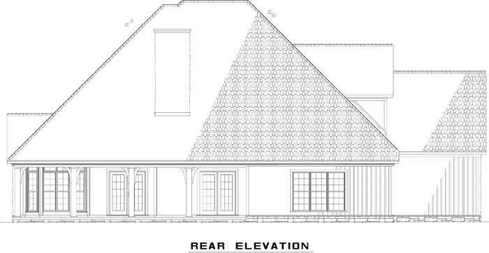 Craftsman European Rear Elevation of Plan 82235