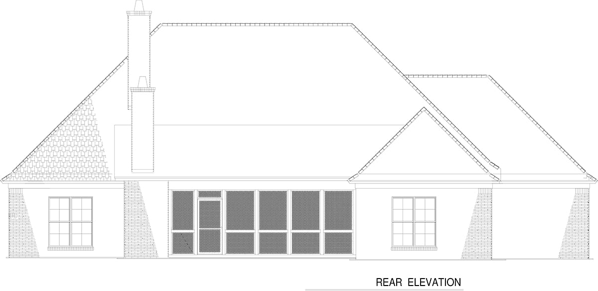 Craftsman European French Country Rear Elevation of Plan 82236