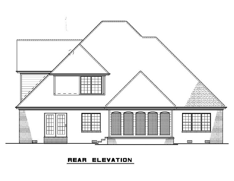 European Rear Elevation of Plan 82241