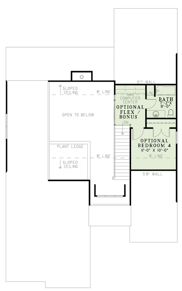 Country Craftsman European Narrow Lot Level Two of Plan 82250