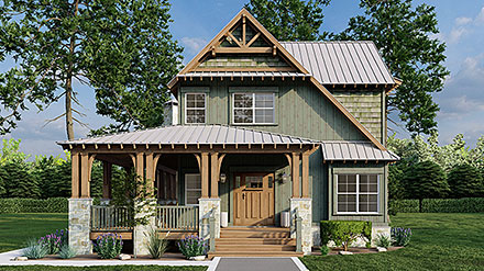 Country Craftsman Elevation of Plan 82251