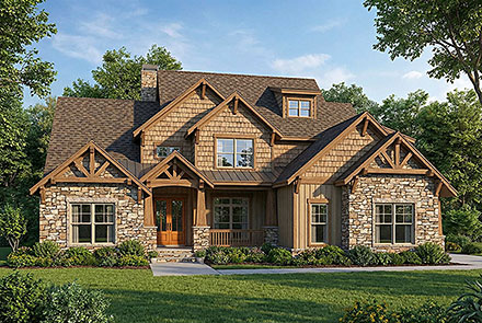 Country Craftsman Elevation of Plan 82259
