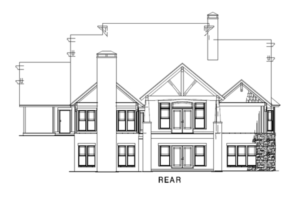 Country Craftsman Rear Elevation of Plan 82259