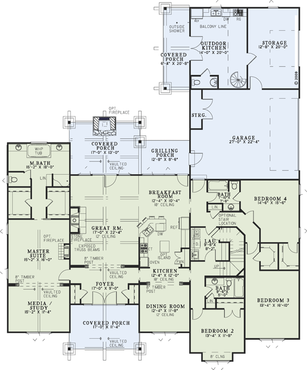 Country Craftsman Level One of Plan 82262