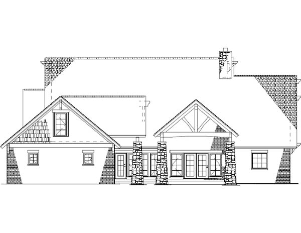 Country Craftsman Rear Elevation of Plan 82262