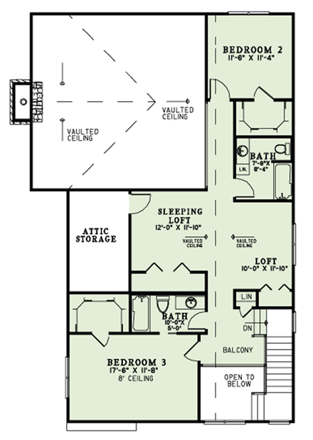 House Plan 82302 Second Level Plan