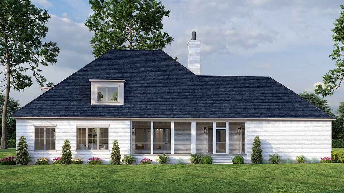 Plan with 2968 Sq. Ft., 4 Bedrooms, 4 Bathrooms, 2 Car Garage Rear Elevation