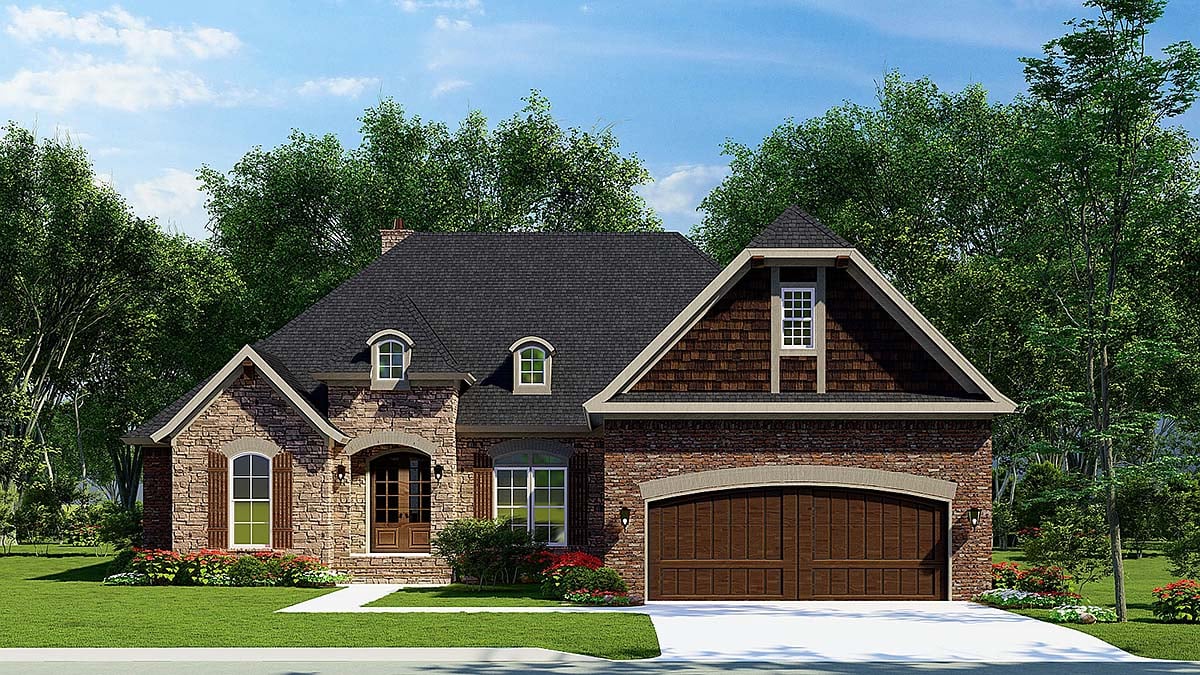 European, Tudor Plan with 2385 Sq. Ft., 4 Bedrooms, 4 Bathrooms, 2 Car Garage Elevation