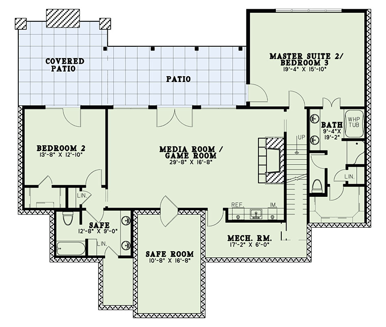 Country Craftsman Southern Traditional Lower Level of Plan 82349