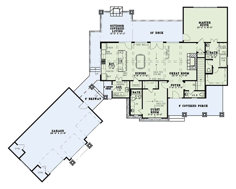 Country Craftsman Southern Traditional Level One of Plan 82349