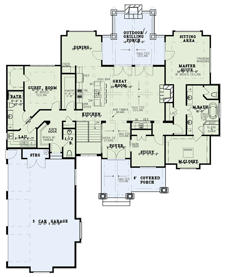 Country Craftsman Traditional Level One of Plan 82352