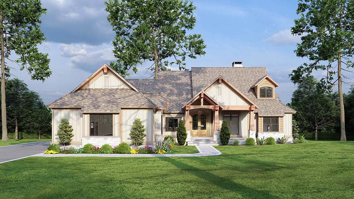 Country, Craftsman, Traditional Plan with 4347 Sq. Ft., 5 Bedrooms, 6 Bathrooms, 3 Car Garage Elevation