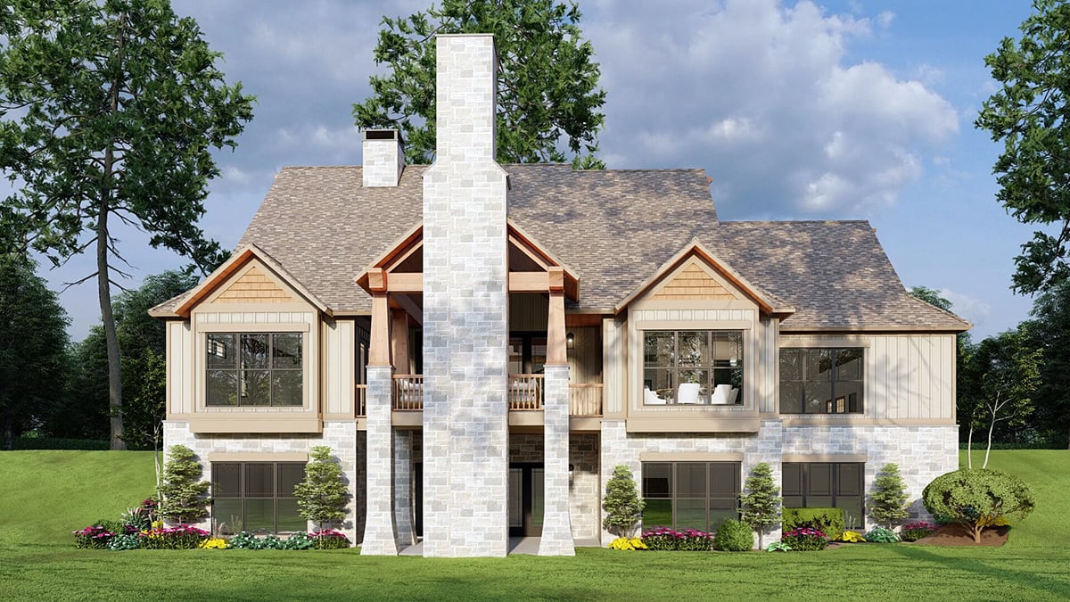 Country Craftsman Traditional Rear Elevation of Plan 82352