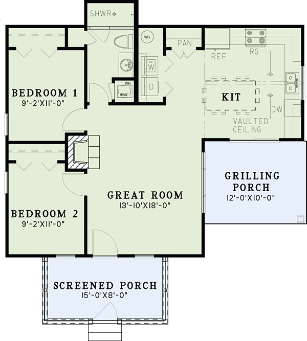 Cabin Southern Traditional Level One of Plan 82358