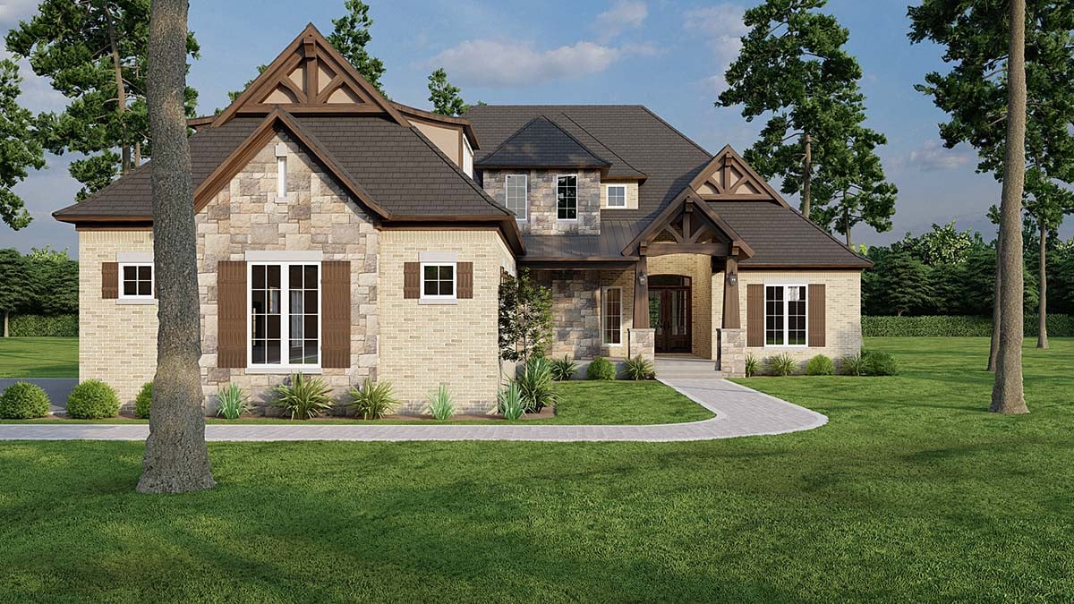 Bungalow, Craftsman, French Country, Tudor Plan with 3251 Sq. Ft., 4 Bedrooms, 5 Bathrooms, 3 Car Garage Elevation