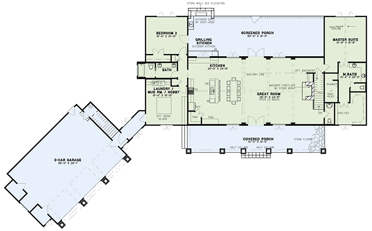 Bungalow Country Craftsman Southern Traditional Level One of Plan 82361