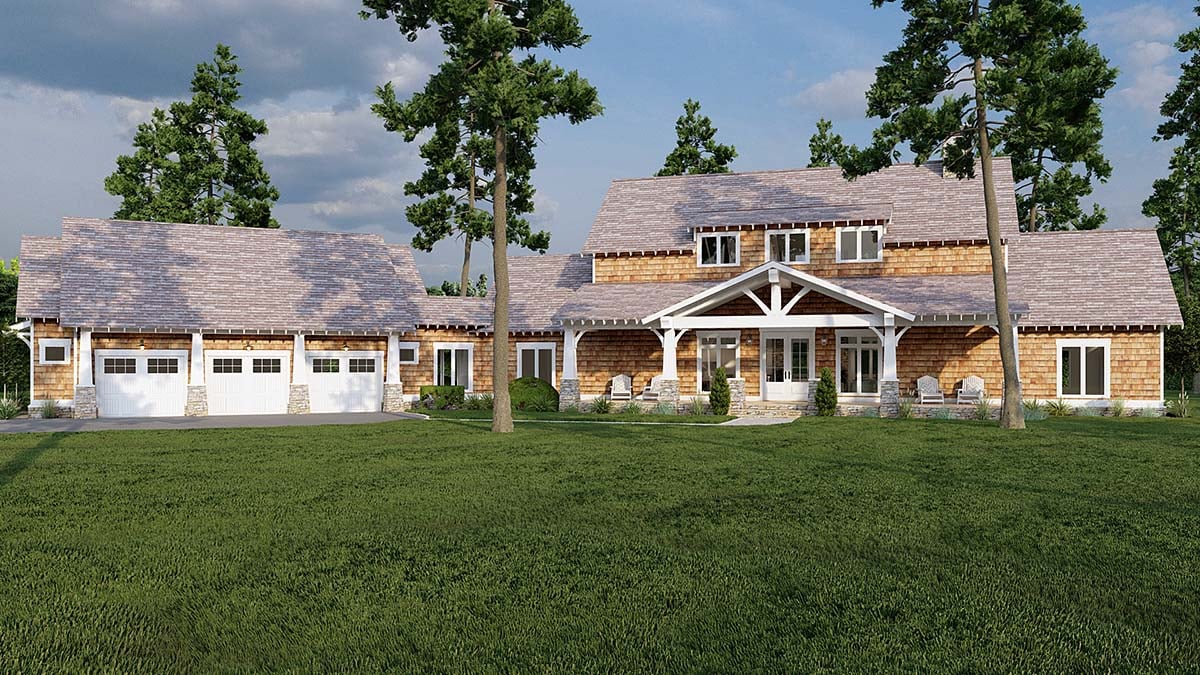 Bungalow, Country, Craftsman, Southern, Traditional Plan with 3417 Sq. Ft., 3 Bedrooms, 3 Bathrooms, 3 Car Garage Elevation