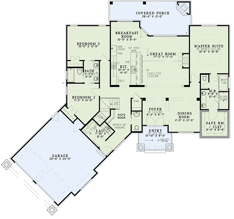 Cottage Craftsman Level One of Plan 82362