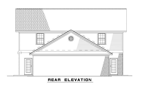 Colonial Traditional Rear Elevation of Plan 82363