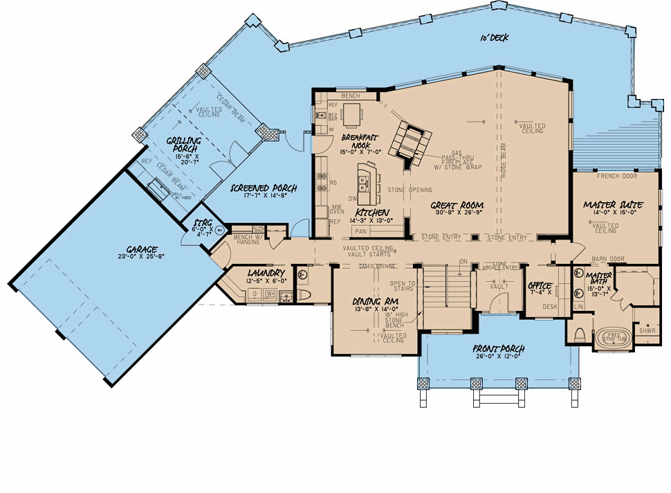 Contemporary Southern Level One of Plan 82364