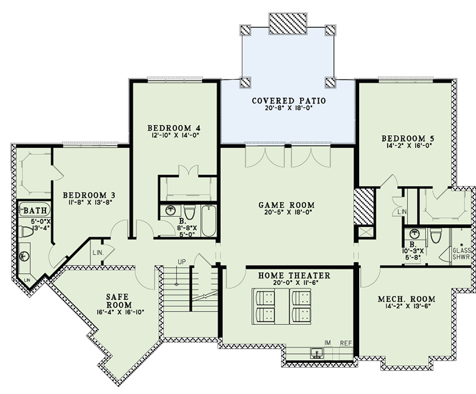 Bungalow Craftsman Traditional Lower Level of Plan 82368