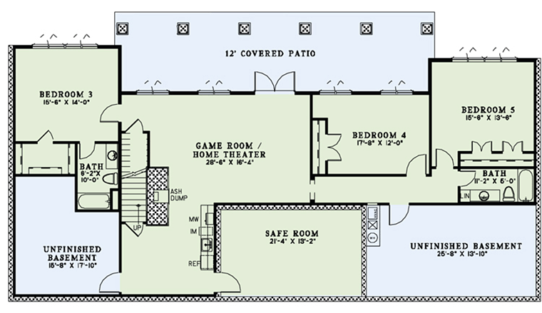 Country Farmhouse Southern Lower Level of Plan 82369