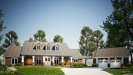 Country Farmhouse Southern Elevation of Plan 82369