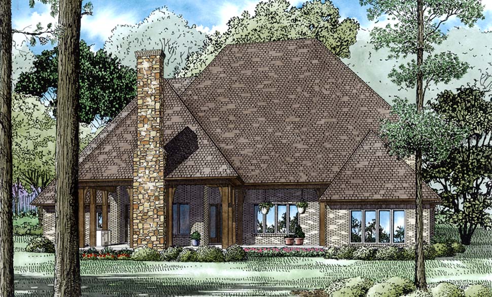 European French Country Traditional Rear Elevation of Plan 82372