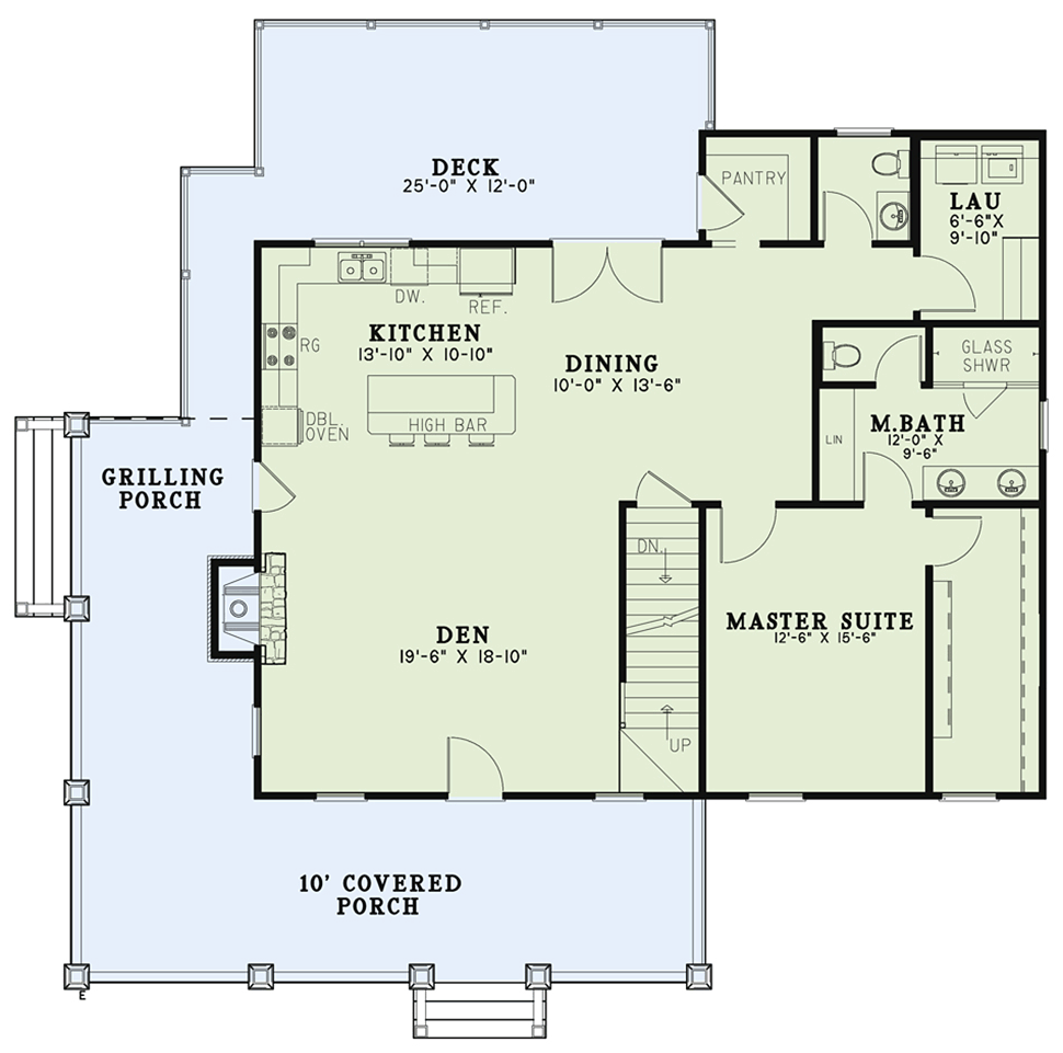 Bungalow Coastal Country Craftsman Southern Level One of Plan 82375