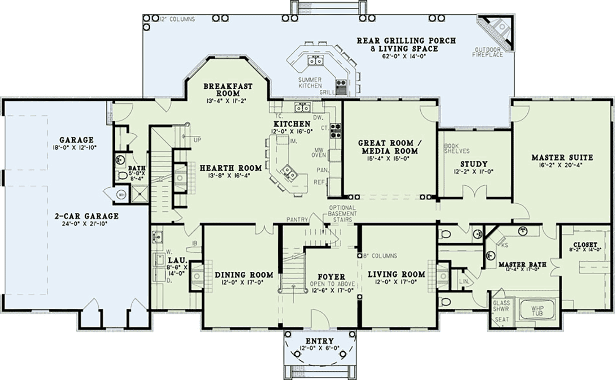 Colonial Plantation Southern Level One of Plan 82377