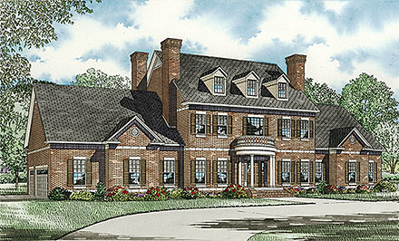 Colonial Plantation Southern Elevation of Plan 82377