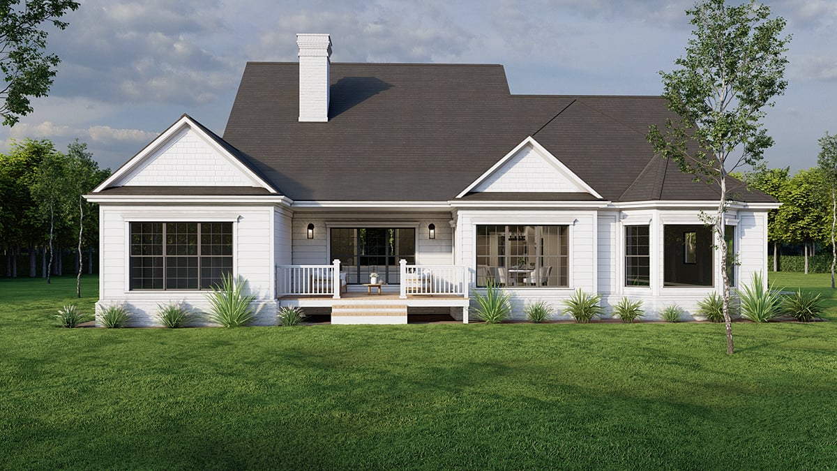 Bungalow Country Craftsman Farmhouse Historic Southern Traditional Rear Elevation of Plan 82379
