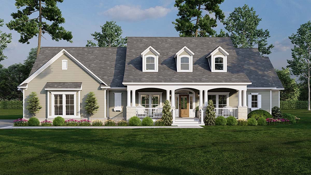 Country, Farmhouse, Traditional Plan with 2516 Sq. Ft., 4 Bedrooms, 3 Bathrooms, 2 Car Garage Elevation