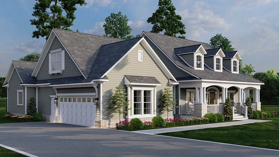 Country, Farmhouse, Traditional Plan with 2516 Sq. Ft., 4 Bedrooms, 3 Bathrooms, 2 Car Garage Picture 4