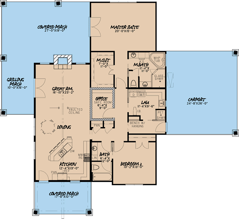 Craftsman Traditional Level One of Plan 82403