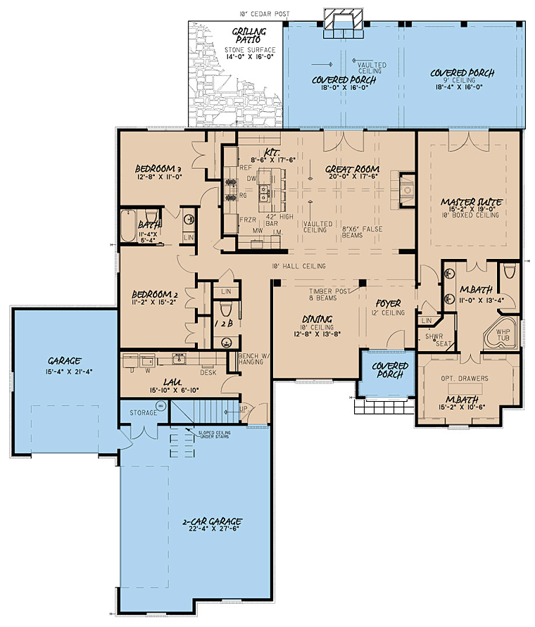 European French Country Tudor Level One of Plan 82408