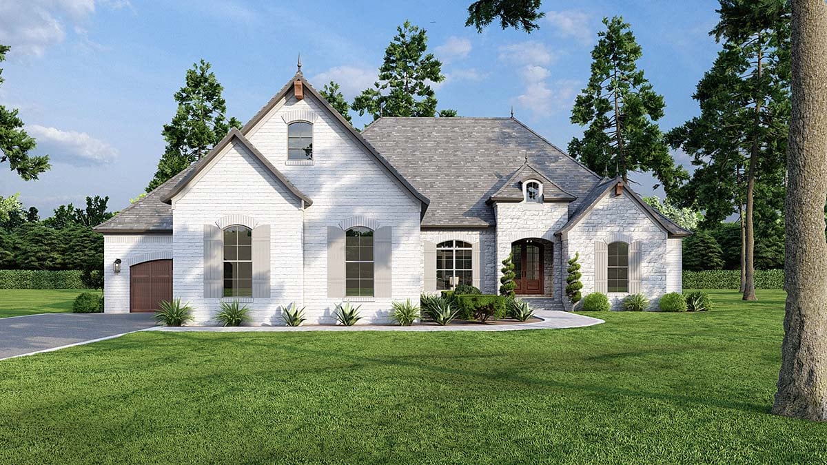 European, French Country, Tudor Plan with 2428 Sq. Ft., 3 Bedrooms, 3 Bathrooms, 3 Car Garage Elevation