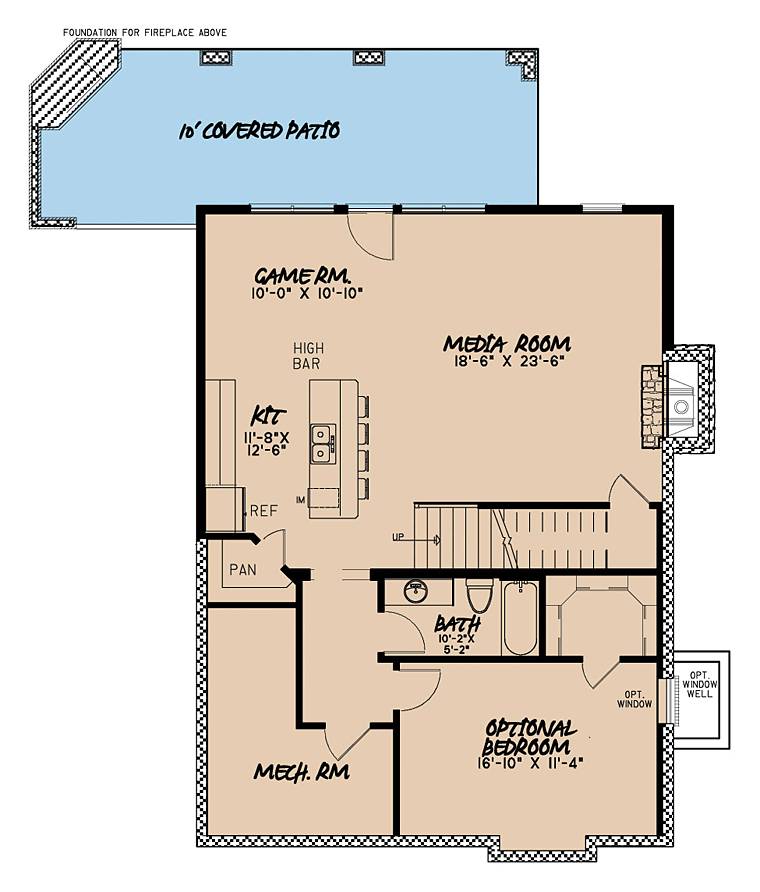 Country Farmhouse Southern Lower Level of Plan 82409