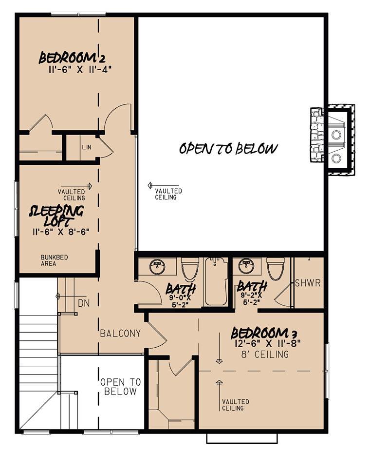 Country Farmhouse Southern Level Two of Plan 82409