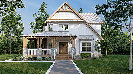Country Farmhouse Southern Elevation of Plan 82409