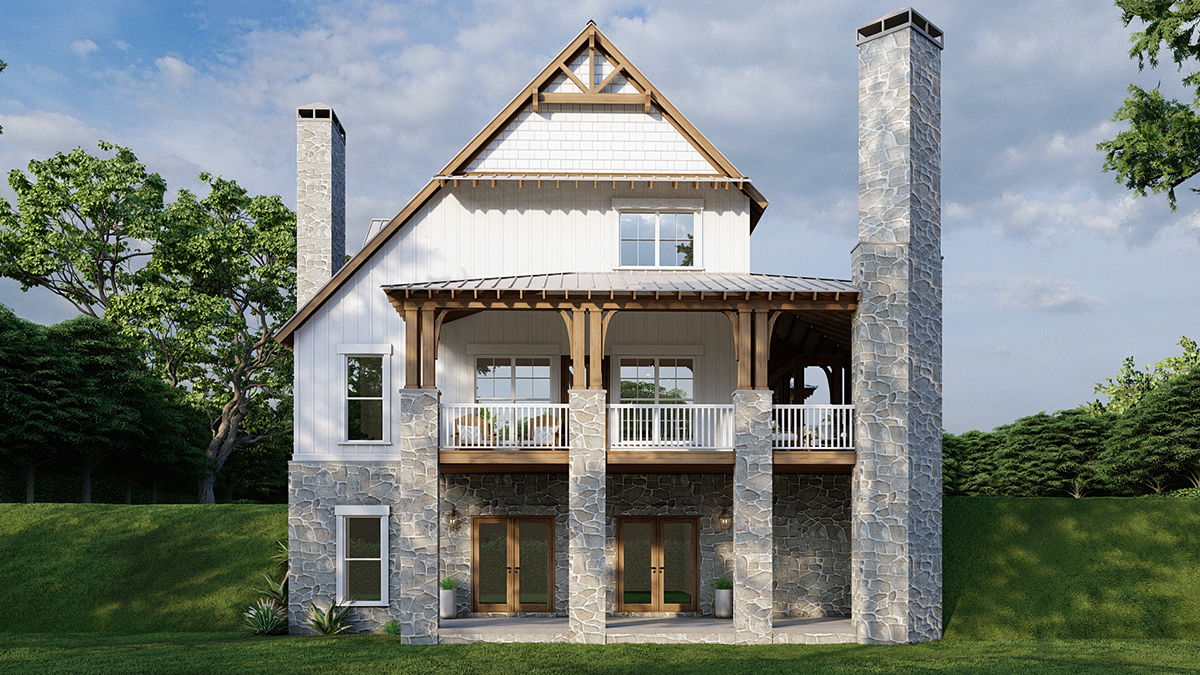 Country Farmhouse Southern Rear Elevation of Plan 82409